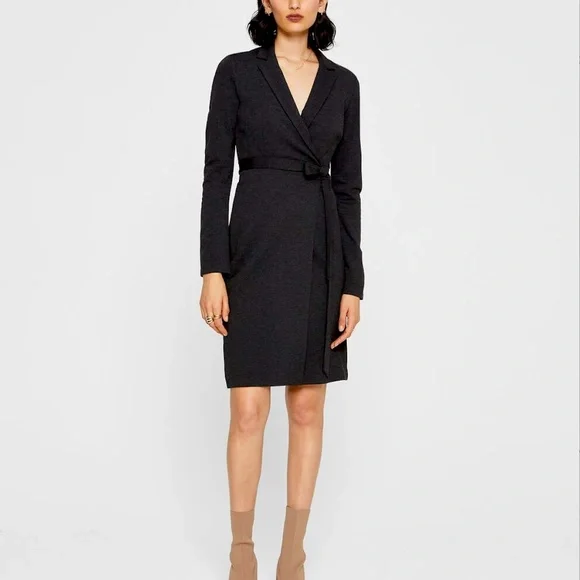Refined Knit Wrap Dress - Brand New - NEVER WORN - Black